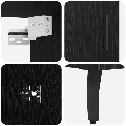 Висок шкаф 2 pcs Черния дъб Инженерна дървесина и стъкло