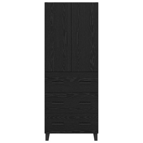 Висок шкаф 2 pcs Черния дъб Инженерна дървесина и стъкло