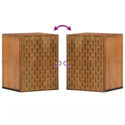 Стенен шкаф за баня 38x33x48 см масивно мангово дърво