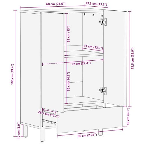 Висок шкаф 60x33,5x100 см грубо мангово дърво масив
