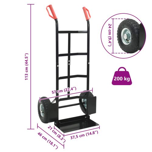 Ръчна количка Черен и Червен 57 x 46 x 113 см Стомана