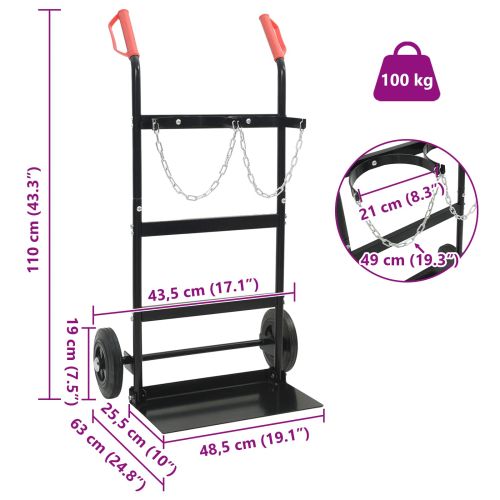 Ръчна количка Черен и Червен 63 x 43,5 x 110 см Стомана