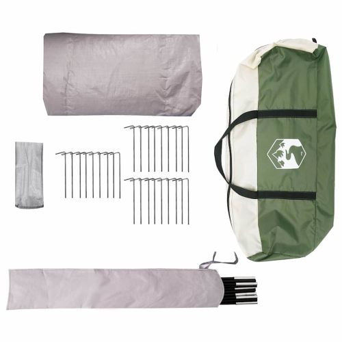 Палатка тип ти пи с покрив Зелен и сив 600 x 600 x 347 см