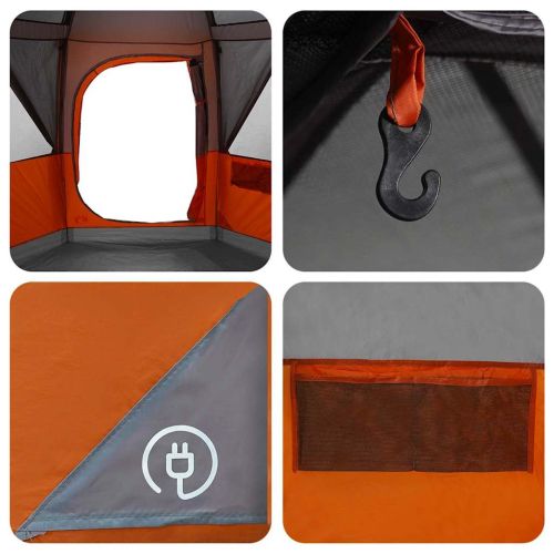 Кабинна палатка с покрив Сив и оранжев 425 x 396 x 222 см