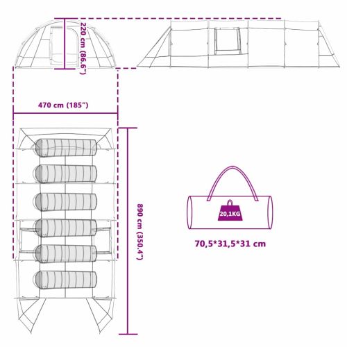 Тунелна палатка с покрив Зелен и бял 778 x 356 x 210 см