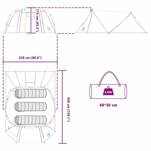 Тунелна палатка с покрив Сив и оранжев 328 x 228 x 115 см