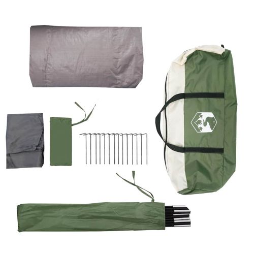 Тунелна палатка с покрив Зелен и бял 318 x 275 x 140 см