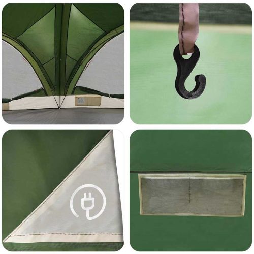 Семейна палатка с покрив Зелен и сив 460 x 430 x 214 см