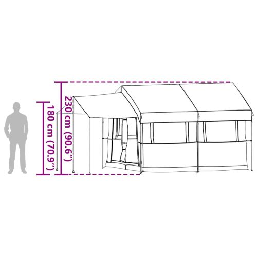 Семейна палатка с покрив Зелен и бял 324 x 255 x 230 см