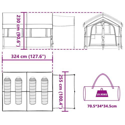 Семейна палатка с покрив Сив и оранжев 324 x 255 x 230 см