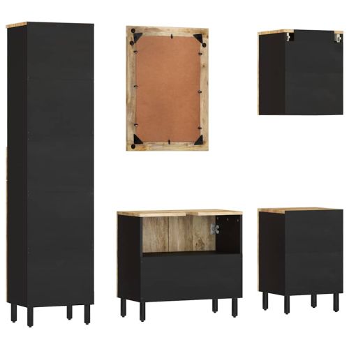 Комплект мебели за баня, 5 части, масивна мангова дървесина