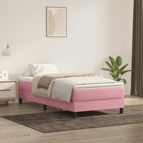 Box Spring легло без матрак розово 90x210 cm кадифе
