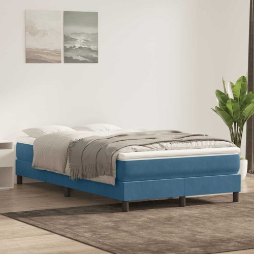 Box Spring легло без матрак Тъмно синьо 120x210 cm кадифе