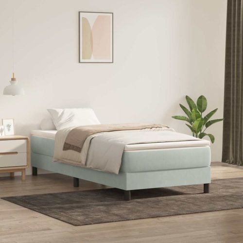 Box Spring легло без матрак Светло сиво 80x220 cm кадифе