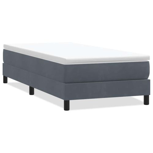 Box Spring Легло без матрак Тъмно сиво 90x220 cm Кадифе