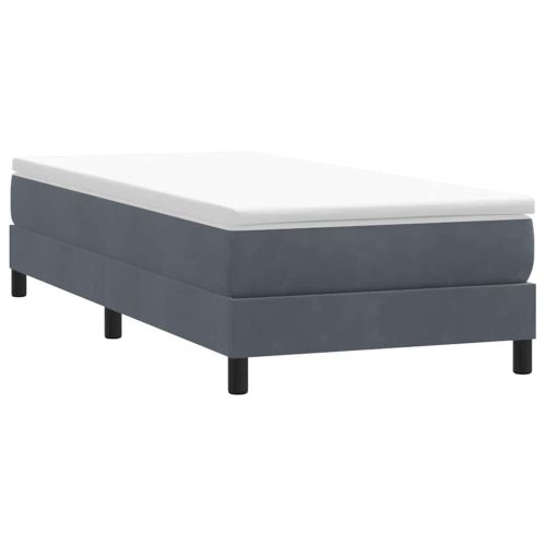 Box Spring Легло без матрак Тъмно сиво 90x220 cm Кадифе