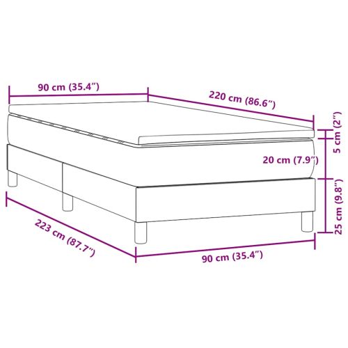 Box Spring легло с матрак Тъмнозелено 90x220 cm Кадифе