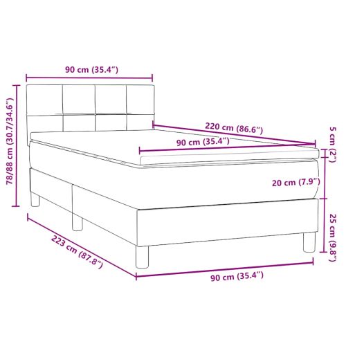 Box Spring легло с матрак Тъмнозелено 90x220 cm Кадифе
