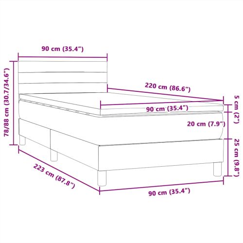 Box Spring легло с матрак Тъмнозелено 90x220 cm Кадифе