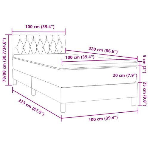 Боксспринг легло с матрак, розово, 100x220 см, кадифе