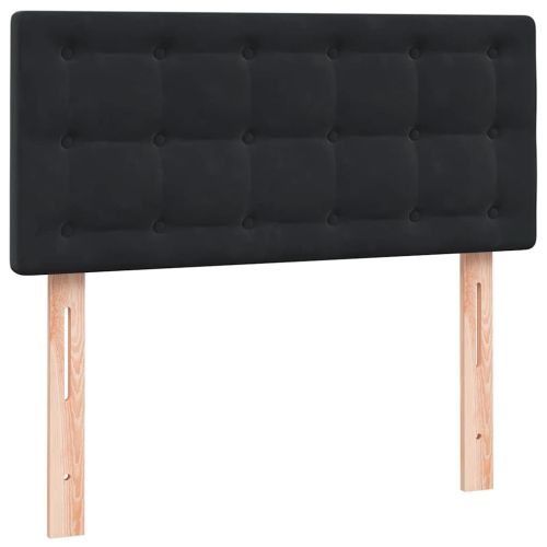 Боксспринг легло с матрак, черно, 90x220 см, кадифе