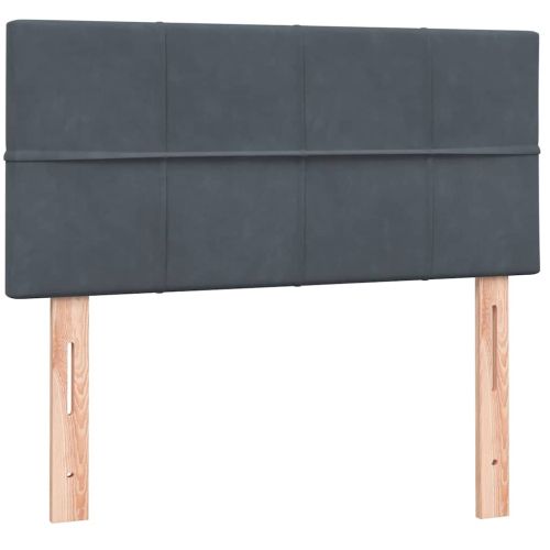 Боксспринг легло с матрак и LED, тъмносиво, 90x220 см, кадифе