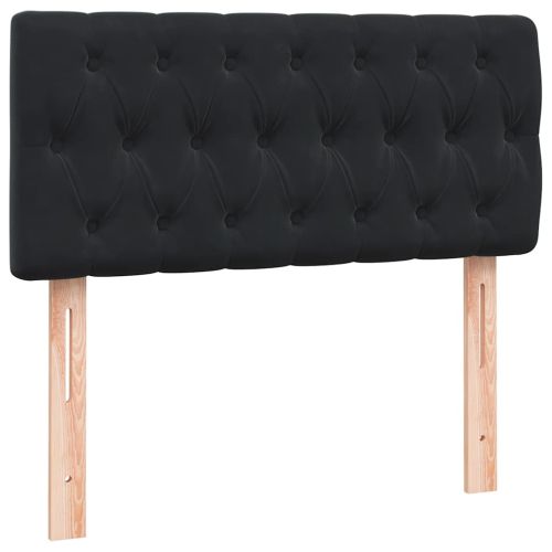 Боксспринг легло с матрак и LED, черно, 90x210 см, кадифе