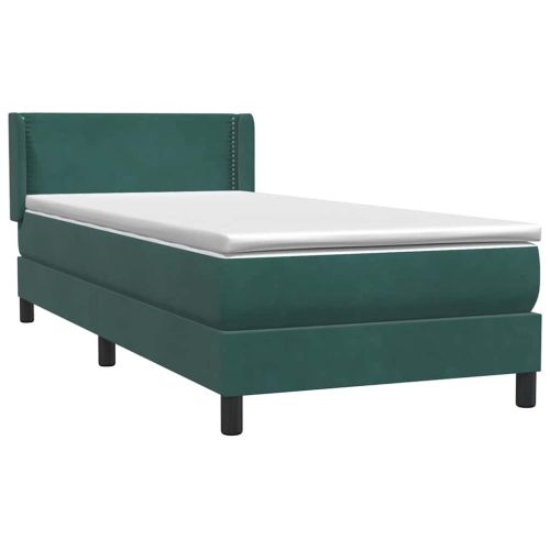 Box Spring легло с матрак Тъмнозелено 90x220 cm Кадифе