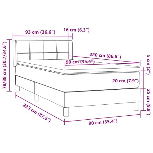 Box Spring легло с матрак Тъмнозелено 90x220 cm Кадифе