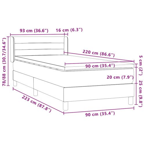 Box Spring легло с матрак Тъмнозелено 90x220 cm Кадифе