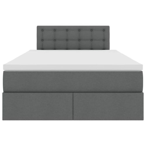 Легло с място за съхранение и LED Тъмен сив 120 x 190 cm