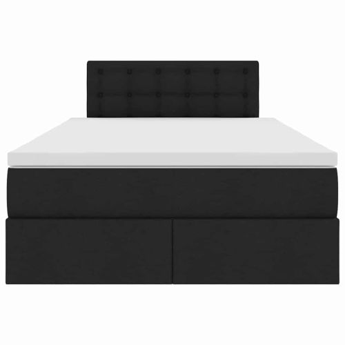 Легло с място за съхранение и LED Черно 120 x 190 cm Полиестер
