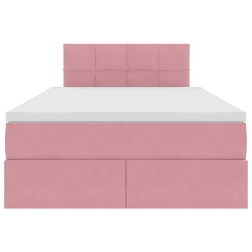 Легло с място за съхранение и LED Розово 120 x 190 cm Кадифе