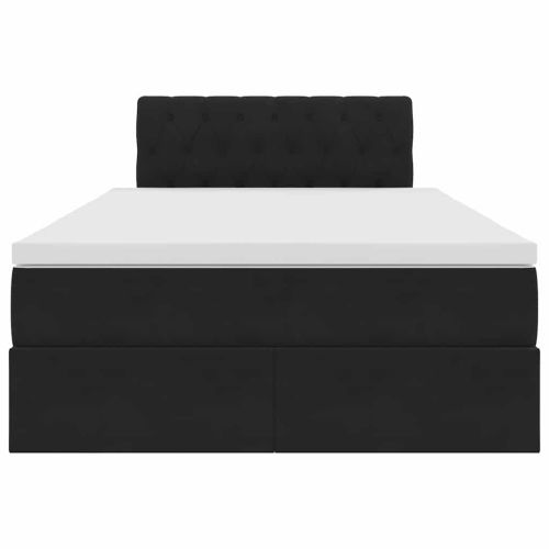 Легло с място за съхранение и LED Черно 120 x 190 cm Кадифе