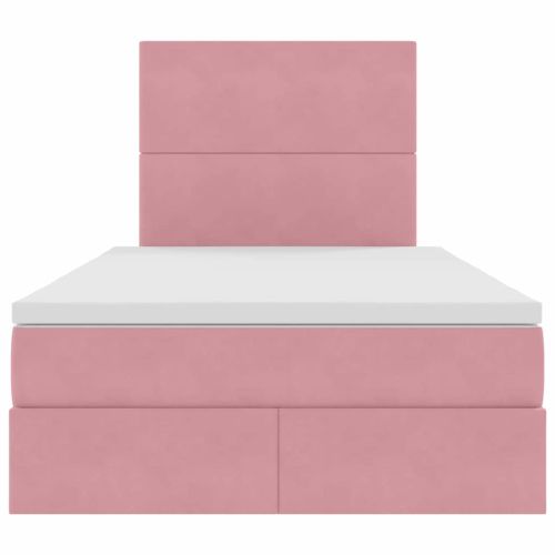 Легло с място за съхранение и LED Розово 120 x 190 cm Кадифе