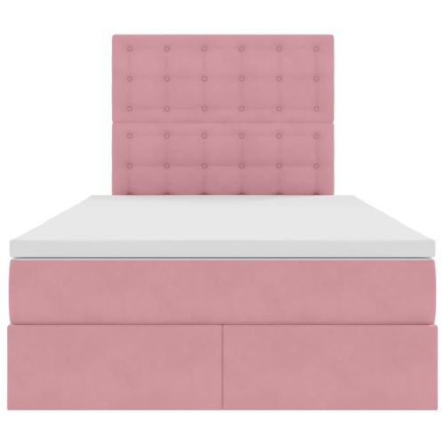 Легло с място за съхранение и LED Розово 120 x 190 cm Кадифе