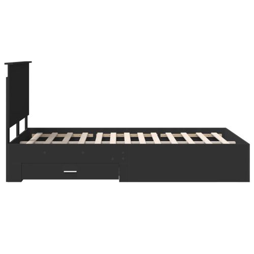 Рамка за легло с таблото Черно 135 x 190 cm Инженерно дърво