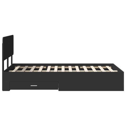 Рамка за легло с таблото Черно 135 x 190 cm Инженерно дърво