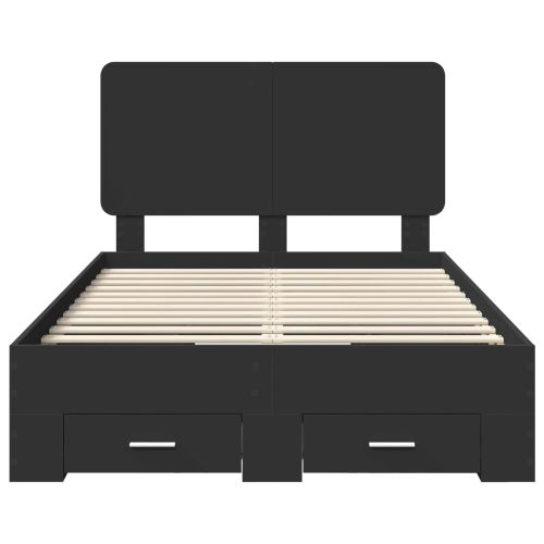 Рамка за легло с таблото Черно 135 x 190 cm Инженерно дърво