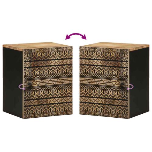 Висящ шкаф за баня, черен, 38x33,5x48 см, масивно мангово дърво