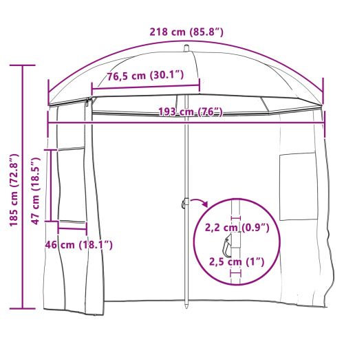 Рибарски чадър Жълт армейски 220 x 193 см Оксфорд полиестер