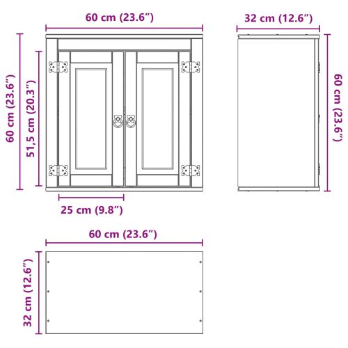 За шкафове с рафт Меден 60 x 32 x 40 см Солидно борово дърво
