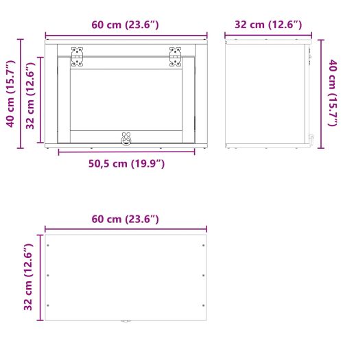 За шкафове с врата Меден 60 x 32 x 40 см Солидно борово дърво