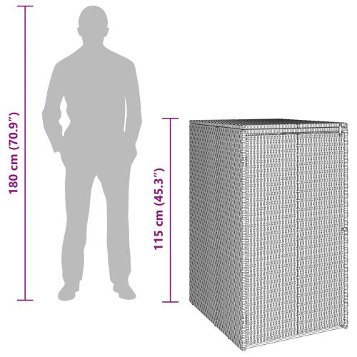 Кутия за боклук Сив 65 x 80 x 115 см Полиетилен
