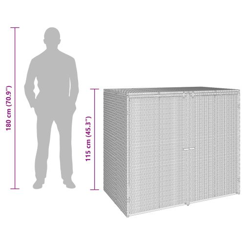 Кутия за боклук 2 pcs Сив 65 x 80 x 115 см Полиетилен