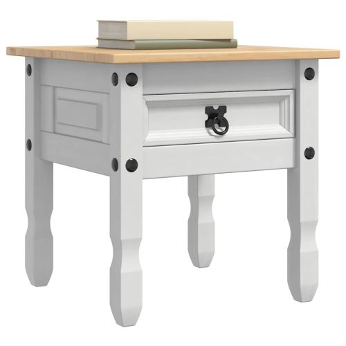 Крайна масичка Бяло 50 x 50 x 50 см Солидно борово дърво