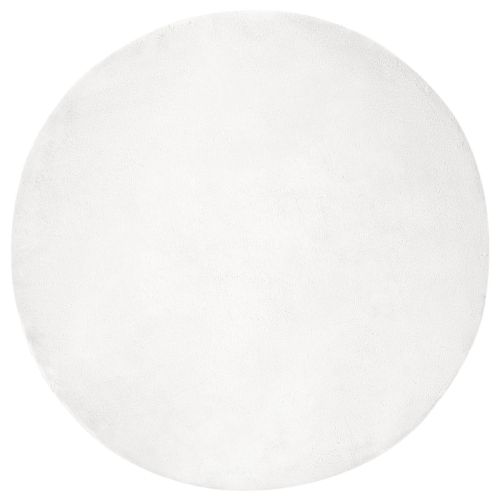 Килим с изкуствена заешка козина Olite Бяло Ø 120 см Полиестер