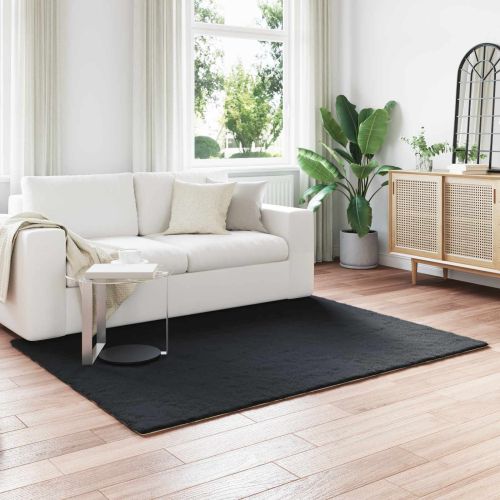 Килим с изкуствена заешка козина Olite Черно 120 x 170 cm