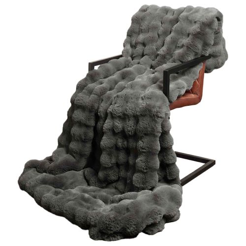 Пухено одеяло от зайче 4 pcs Тъмен сив 220 x 240 cm Полиестер