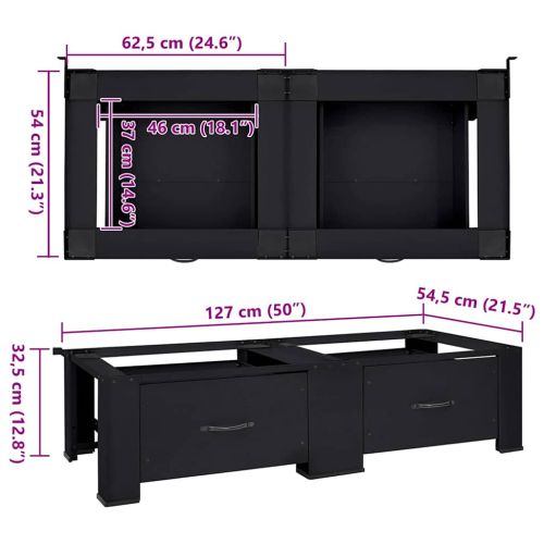 Педестал за пералня 2 pcs Черно 64 x 55 x 32.5 см Стомана
